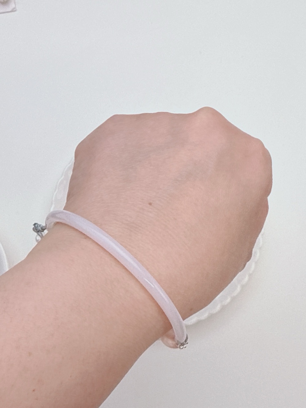GB99 Handmade Half Bangle Bracelet Rose Quartz Agate Free size - Picture 7 of 7